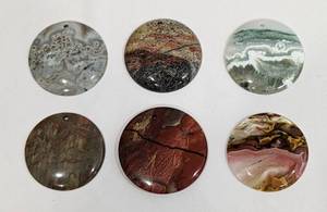 lot 100 image: Six Round Jasper Stone Pendants