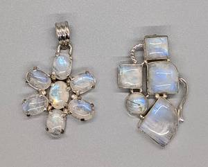 lot 110 image: Pair of Sterling Silver and Moonstone Pendants