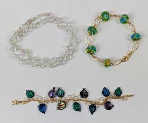 lot 141 image: Dichroic Glass Bracelets and Necklace