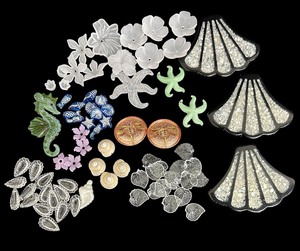 lot 221 image: Whimsical Sea Themed Beads including Gorgeous Large Glass Seahorse