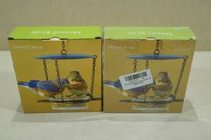 lot 196 image: 2 Mosaic Birds Floral Bird Feeders