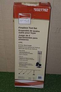 lot 228 image: New 4 Pc Fireplace Tool Set