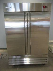 lot 15 image: UPDATE FOUND KEYS Norpole 48 cu. ft. Commercial Refrigerator in Stainless Steel - USED IN BREAKROOM, NEEDS A GOOD CLEANING