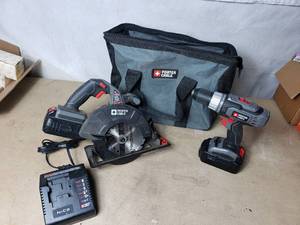 Porter Cable 18V Drill and Circular Saw, 2 Batteries, Charger, Bag