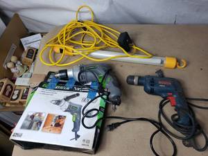 Work Light, 2 Corded Drills