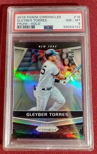 lot 55 image: 2018 Holo Prizm Gleyber Torres Rookie Card - PSA 8