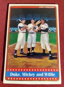lot 97 image: Porcelain Baseball Card - Snider, Mantle, Mays