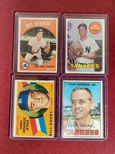 lot 99 image: (4) Vintage Yankees Card - 1950s & 1960s