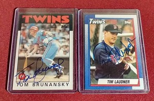 lot 103 image: (2) Autographed Twins Cards - Laudner & Brunansky