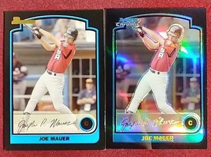 lot 132 image: (2) 2003 Bowman Prospect Joe Mauer Cards - Includes Refractor