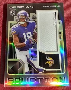lot 142 image: 2020 Panini Obsidian Justin Jefferson Rookie Patch Card #d25