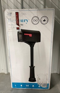 New Roxbury Large Steel Black Mailbox with Post Combo