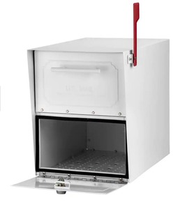 Oasis Classis - Extra Large White Steel Locking, Post Mount Parcel Mailbox