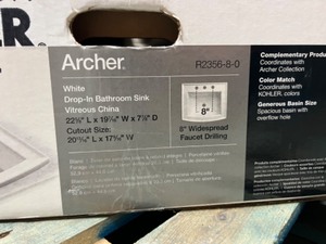 New Kohler Archer Vitreous China Pedestal Sink Basin in White with Overflow Drain