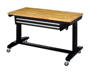 Husky - 48 in Work Table w Adjustable Height & 2 Drawers - Black