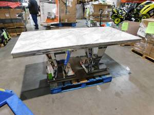 lot 20 image: Satinka 79 in. Rectangle Light Gray Printed Faux Marble and Mirrored Silver Finish Marble Dining Table Seats-6