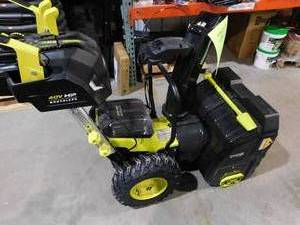 lot 25 image: RYOBI 40V HP Brushless Whisper Series 24 2-Stage Cordless Electric Self-Propelled Snow Blower -3  Batteries & Charger