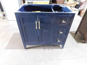 lot 29 image: Sturgess 37 in. W x 22 in. D x 35 in. H Bathroom Vanity in Navy Blue