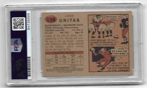 2001 Topps Johnny Unitas 1957 Reprint RC #138 SP Autograph Auto PSA Gem Mint 10