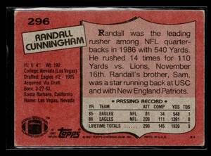 1987 Topps Randall Cunningham Rookie #296
