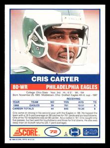1989 Score Cris Carter Rookie #72