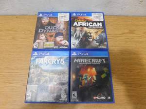 (4) Playstation 4 Games - Minecraft, Duck Dynasty, Farcry5 & African Adventures