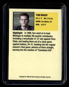 1999 Hot Shot Prospects Tom Brady Rookie