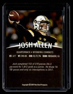 2017 Hot Shot Prospects Josh Allen Rookie