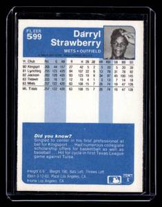 1984 Fleer Darryl Strawberry Rookie #599