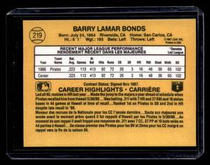 1987 Leaf Barry Bonds Rookie #219