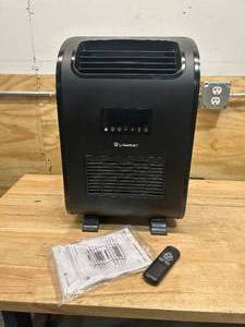 lot 22 image: LIFESMART 1500 Watt UV and Infrared Cabinet Indoor Electric Space Heater with Thermostat Remote Control Included