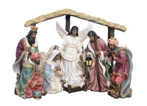 lot 48 image: MEMBERS MARK Hand Painted Nativity Set- 9 Piece