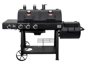 lot 33 image: CHAR-GRILLER Texas Trio 3-Burner Dual Fuel Grill with Smoker in Black