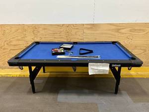 lot 10 image: GOSPORTS Mid-Size Billiards Game Tables - Foldable Design, Includes Full Set of Pool Balls, 2 Cue Sticks, Chalk, and Felt Brush