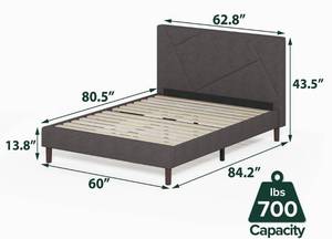 lot 4 image: ZINUS Judy Upholstered Platform Bed Frame  Mattress Foundation  Wood Slat Support  No Box Spring Needed  Easy Assembly, Queen,Grey