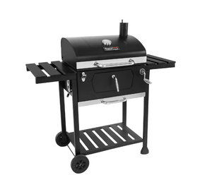 Royal Gourmet 24 in. Charcoal BBQ Grill in Black with 2-Side Table