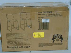 2 Pack Walker Edison Furniture 26 Low Back Metal Frame Counter Height Bar Stool with Whiskey Brown Faux Leather Seat (Set of 2)
