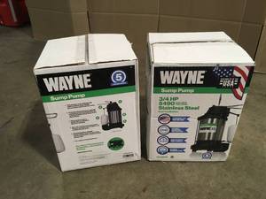 lot 8 image: Wayne  34 HP Submersible Sump Pump, Lot of 2, Review all pictures