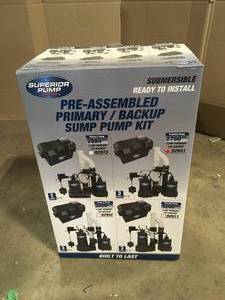 lot 15 image: Superior Pump  Pre-Assembled Emergency Backup Sump Pump System, Customer return, Review all pictures