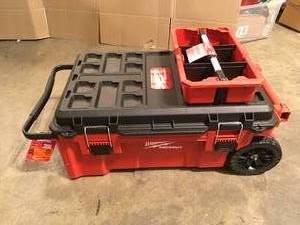 lot 21 image: Milwaukee  PACKOUT 38 in. Rolling Tool Chest, Open box, Review all pictures