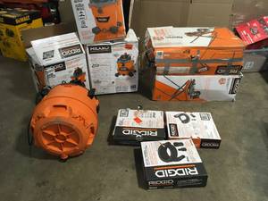 lot 28 image: Mix Lot of assorted Ridgid Shop Vacuums, Review all pictures, Customer return