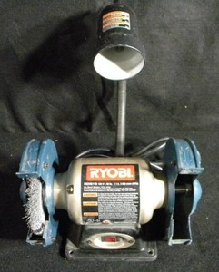 lot 144 image: Ryobi 6 Thin Line Bench Grinder w Adjustable Light
