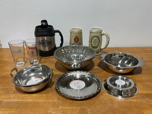 Stainless Steel Bowls, Harley Travel Mug, Strohs Beer Steins and More