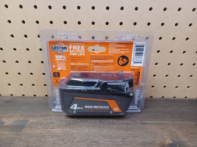 lot 107 image: RIDGID 18V 4.0 Ah MAX Output Lithium-Ion Battery