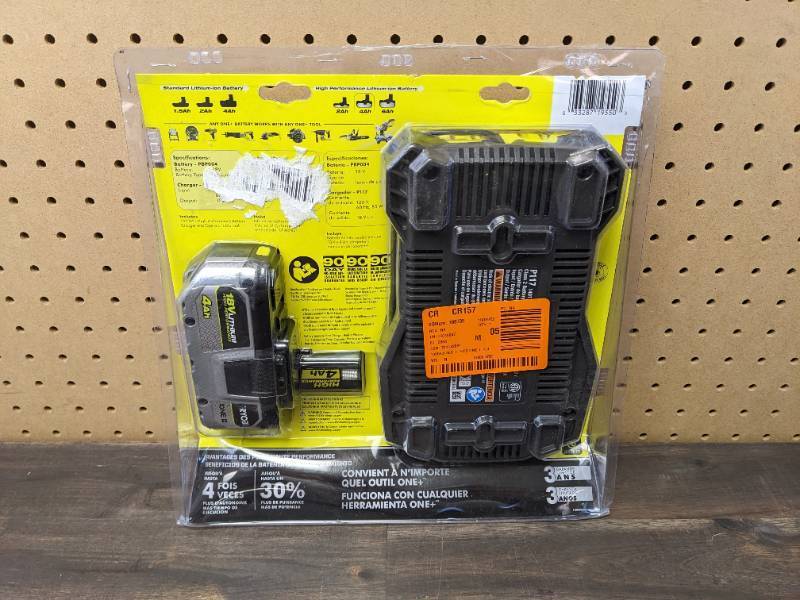 lot 152 image: RYOBI ONE 18V HIGH PERFORMANCE Lithium-Ion 4.0 Ah Battery and Charger Starter Kit