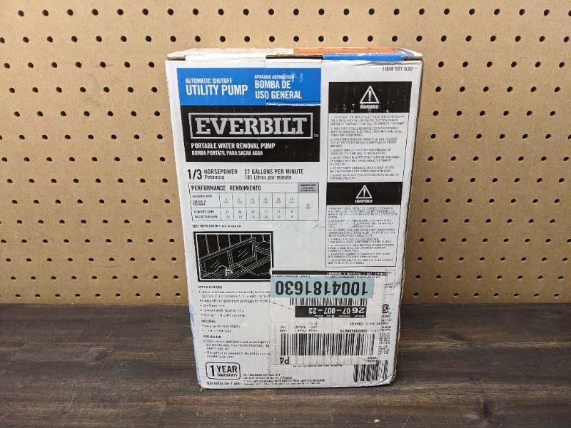 lot 172 image: Everbilt 13 HP Automatic Utility Pump