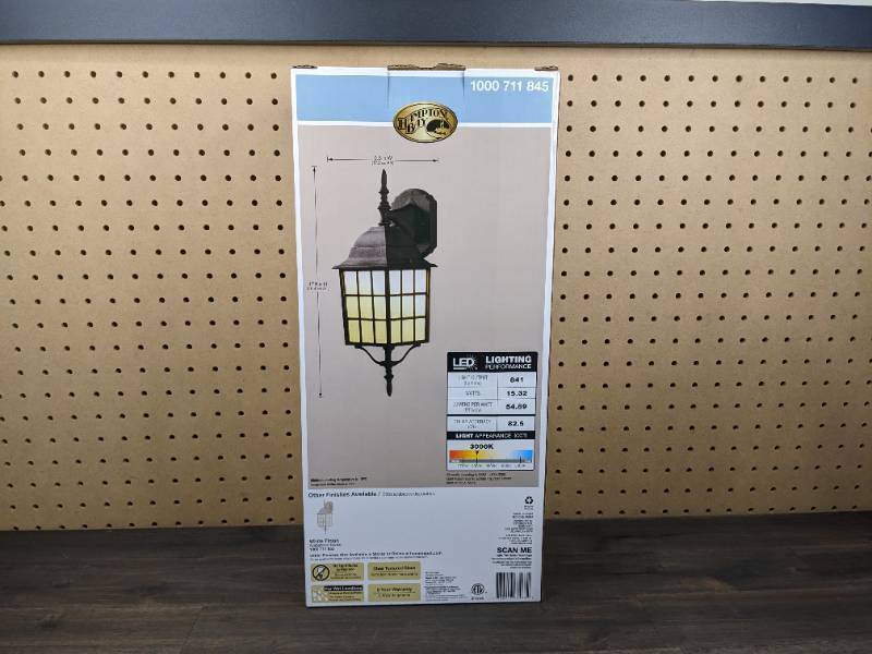 lot 125 image: New Hampton Bay Black Outdoor LED Wall Lantern Sconce