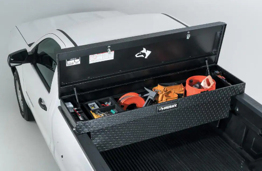lot 174 image: Husky 71.36 in. Matte Black Aluminum Full Size Crossbed Truck Tool Box