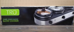 lot 127 image: TRU Three Crock Buffet Slow Cooker
