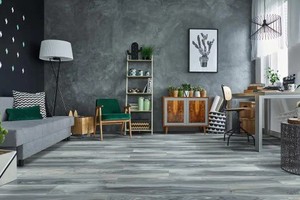 lot 42 image: 3 Cases of Home Decorators Collection Peyor Blue 7.13 in. W x 48.03 in. L Rigid Core Click Lock Luxury Vinyl Plank Flooring (23.77 sq. ft.Case)